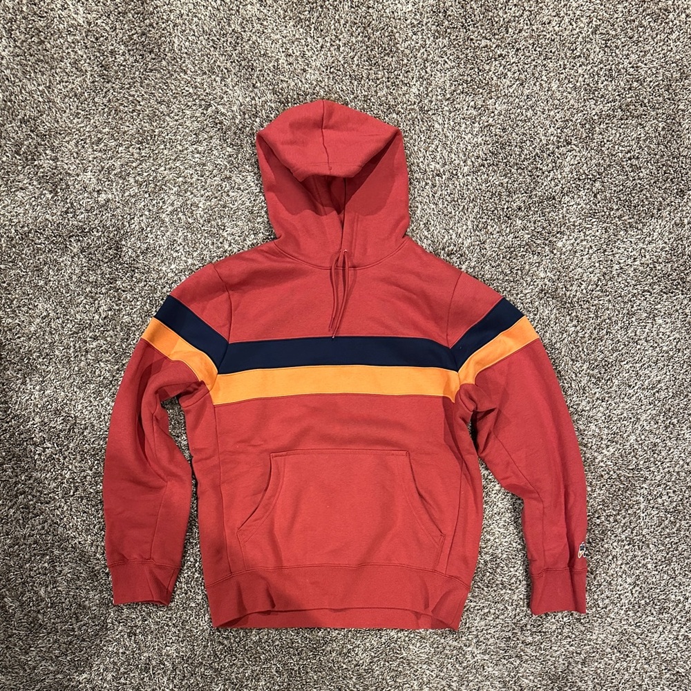 Nike SB Red Hoodie with Orange and Blue Stripes